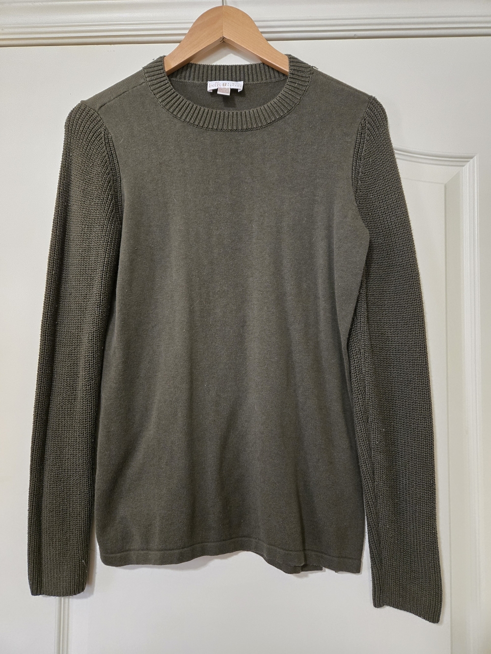 Belle by Kim Gravel Olive Knit Cowl-Neck Sweater Soft Cozy
